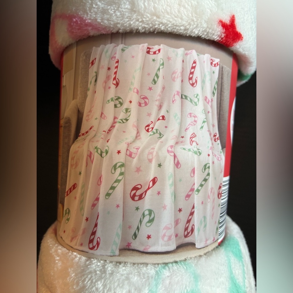 Holiday Throw Blanket - White, Red, Green Candy Canes